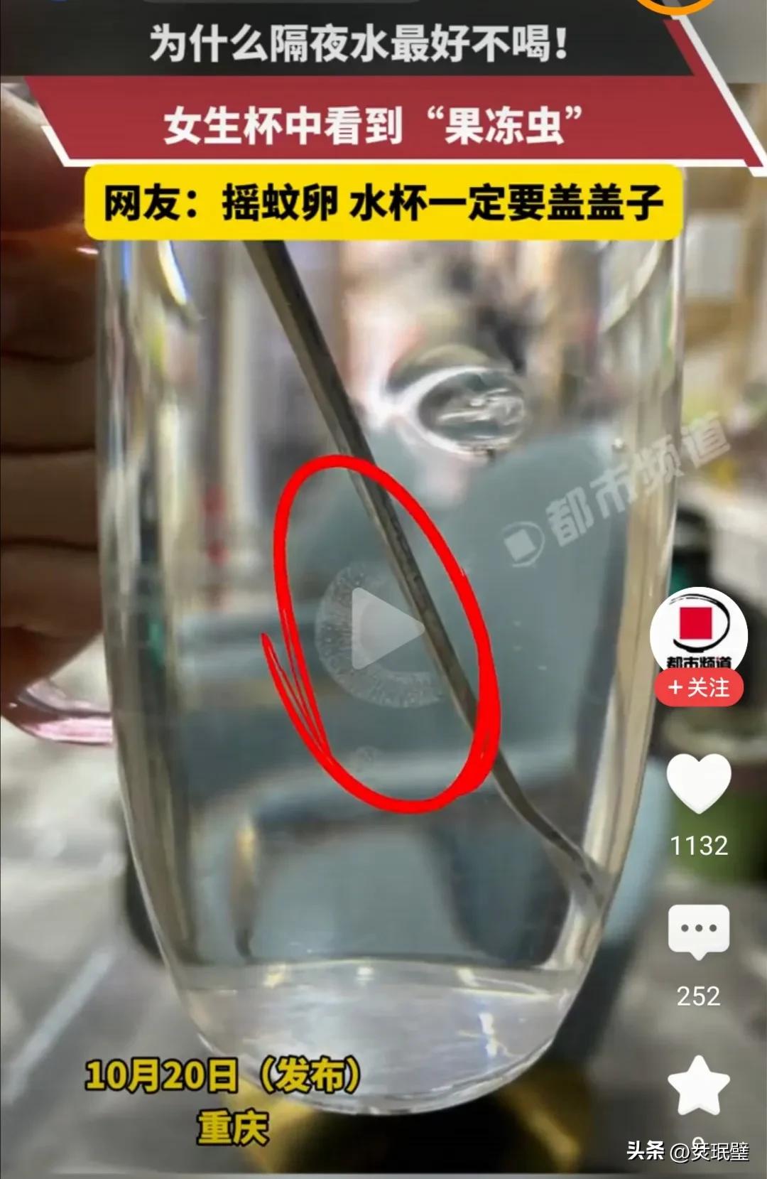 【吓人！隔夜水里惊现“果冻虫”？女子喝前一眼吓懵！】

太恶心了！重庆一女子准备