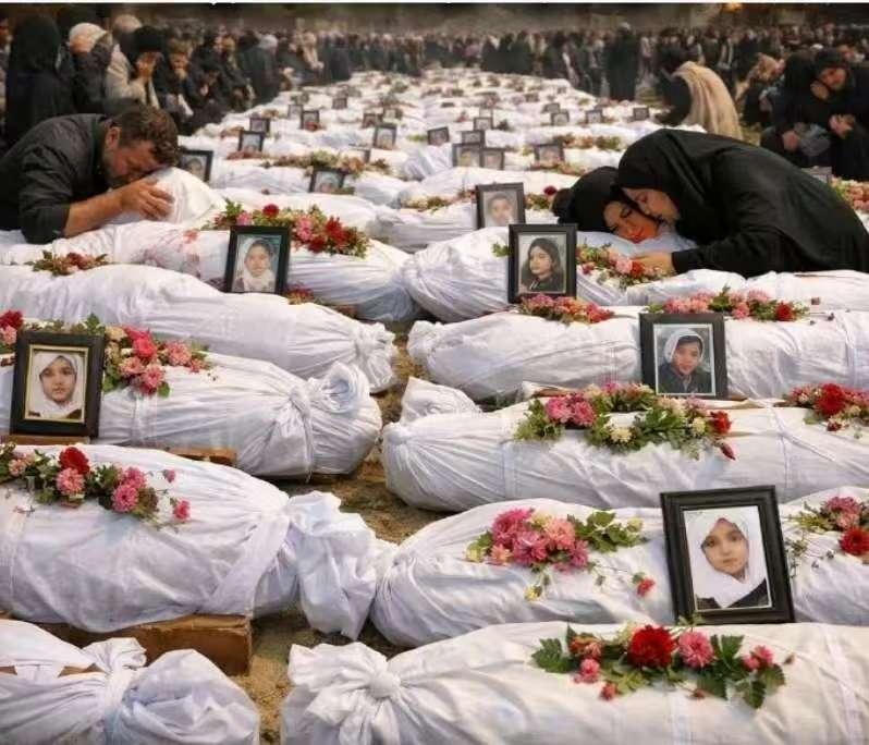 看看吧。你说心疼不心疼？都是女孩子168名。被美国和以色列这些法西斯炸死的小学生