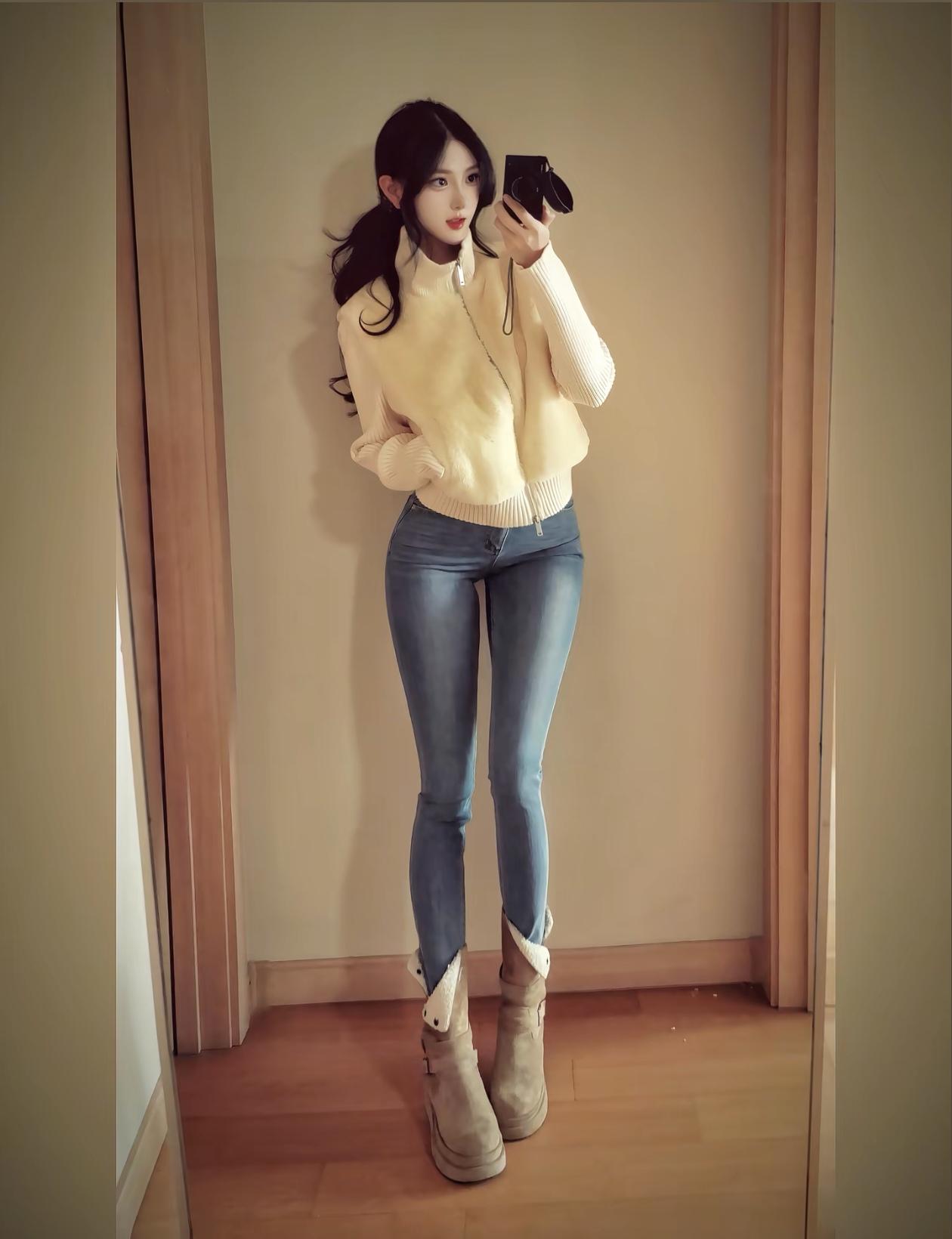 冬日穿搭指南：暖黄色毛衣+牛仔裤，轻松保暖又时尚！🌟👗👖👢