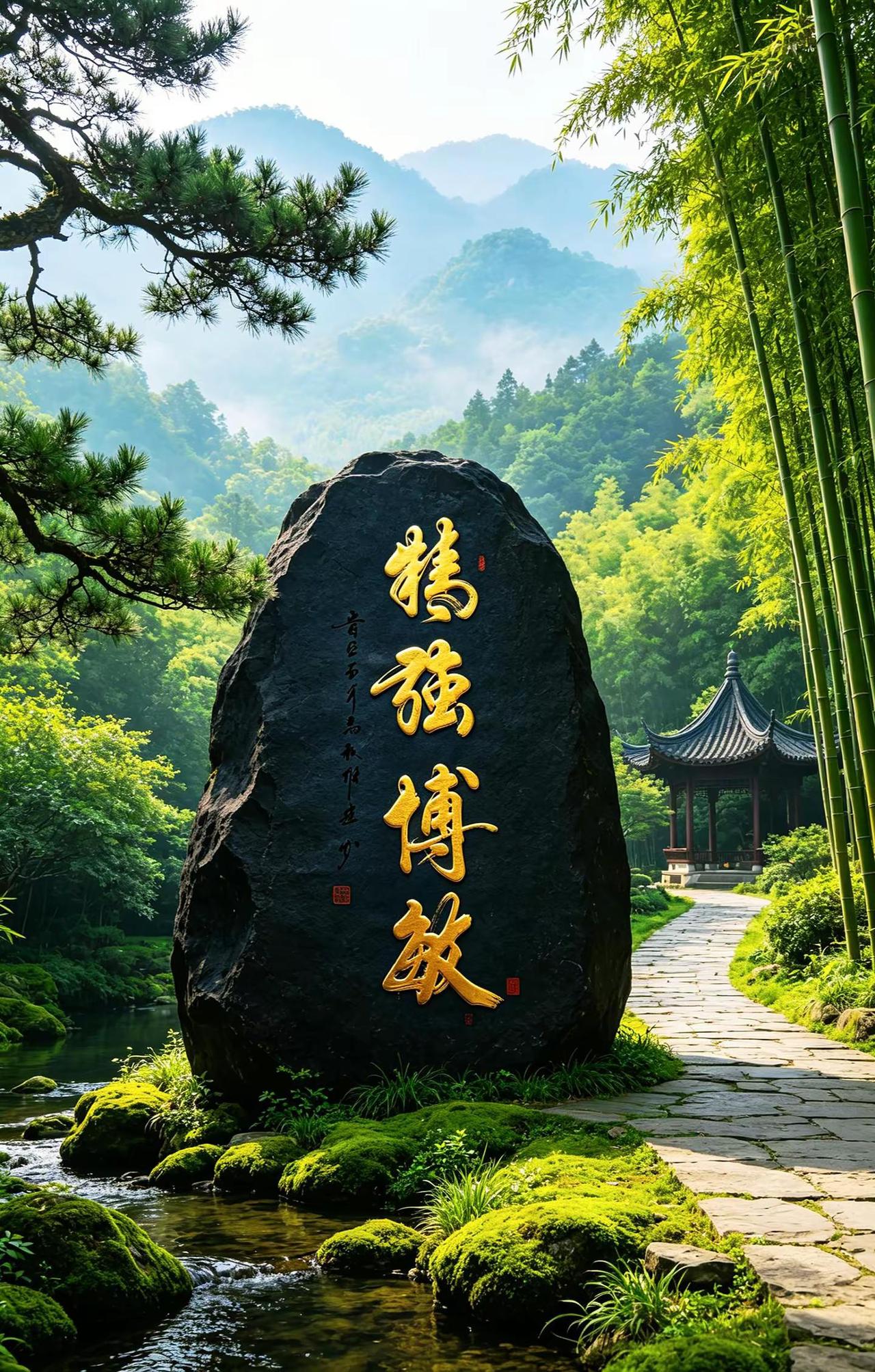 维安原创书法作品。AI鎏金书法原石实景照