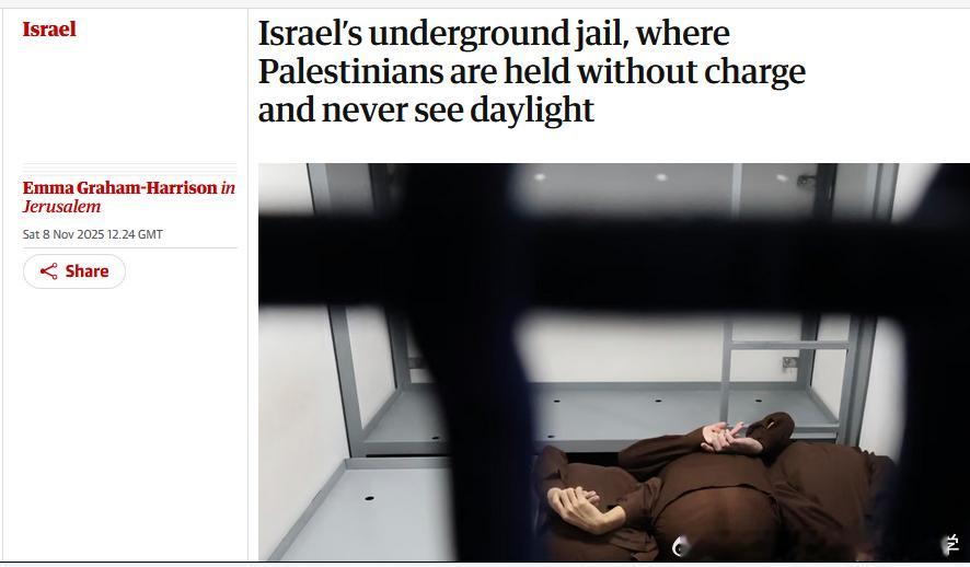 🟥《卫报》的一项调查揭示了侵略者的残暴一面！标题为：《以色列的地下监狱：被无指