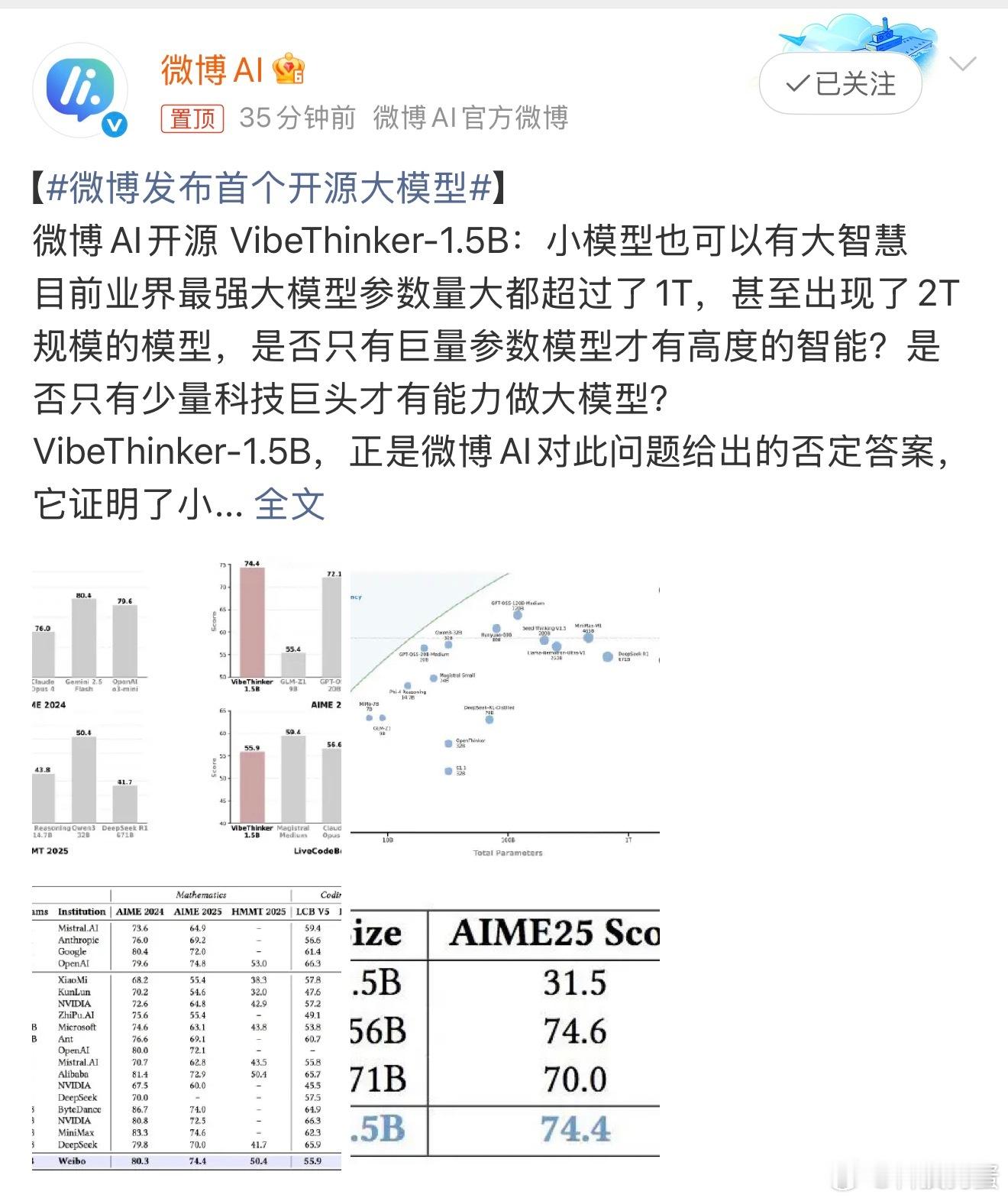 我说微博罗伯特这么智能呢？VibeThinker-1.5B作为微博AI刚开源的大