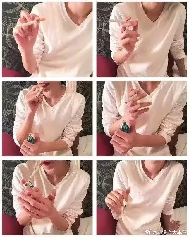 吸烟的手绘制参考 