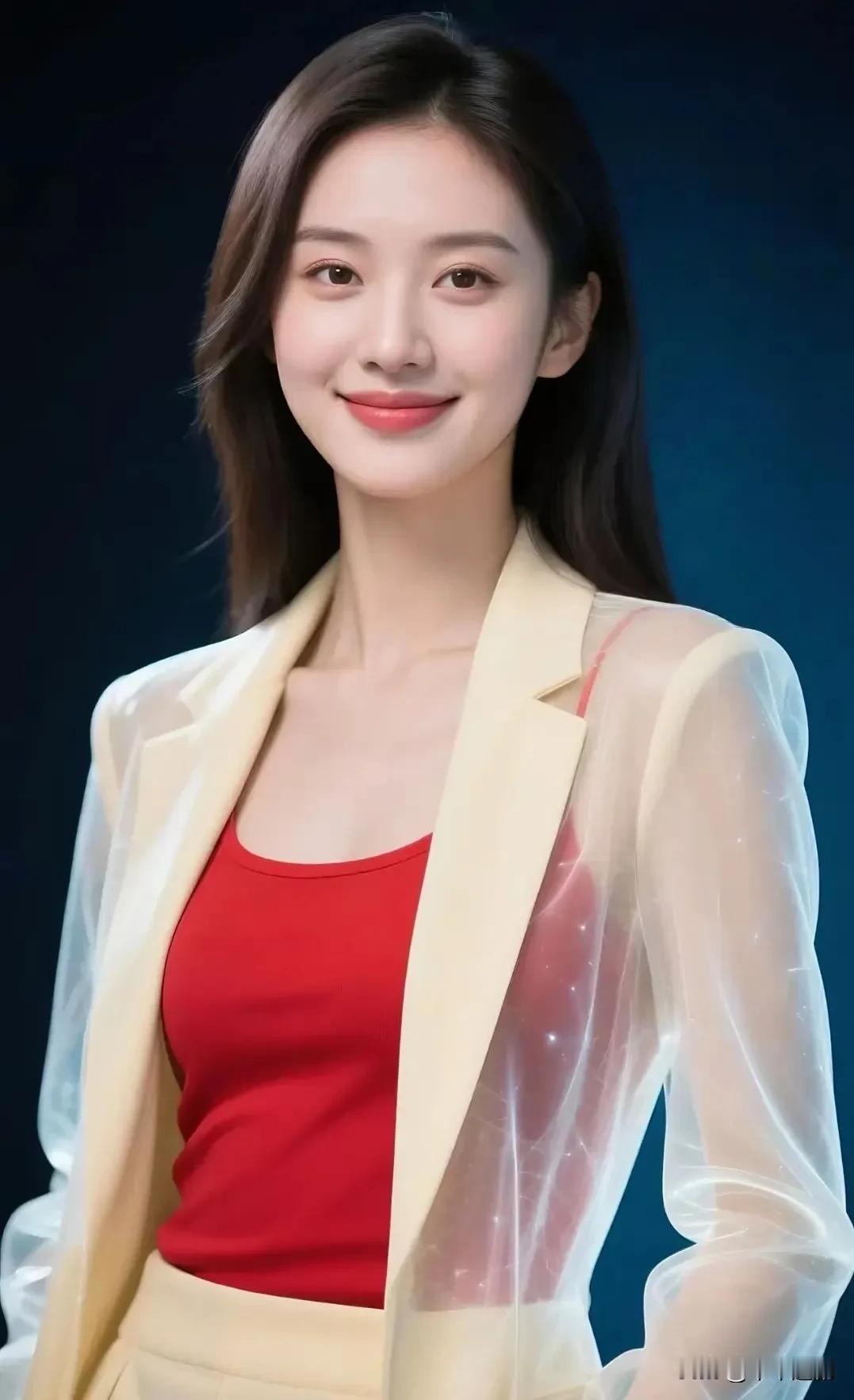 女人味是指女人什么?
她以透明西装的轻盈感碰撞红色内搭的热烈，在冷暖色调间勾勒出