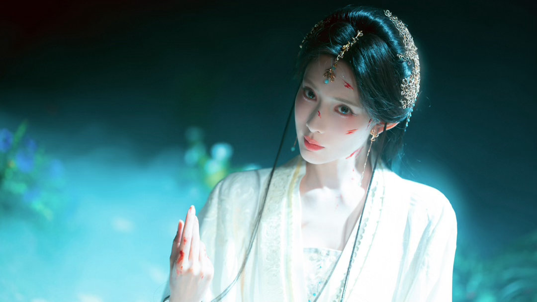 孟子义百花杀又出神图了 就这个沈汐和美出新高度了！一袭白衣撑伞前行的氛围感谁懂～