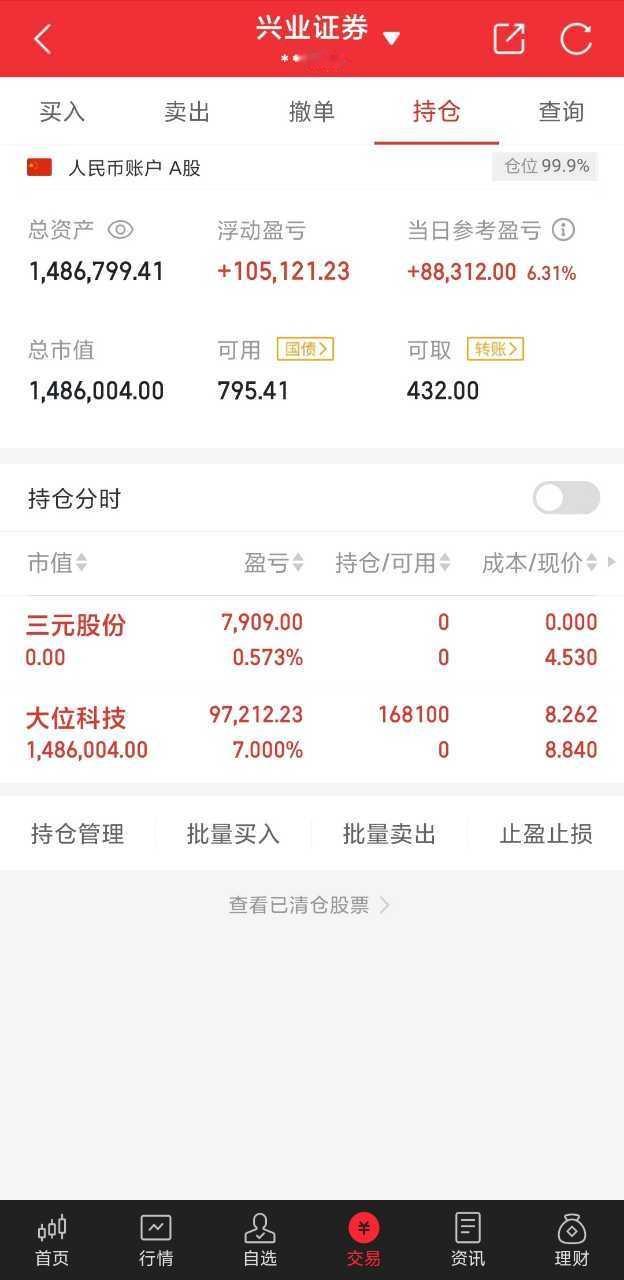 星辰百万实盘记录第7天100万本金，目标翻10倍，欢迎大家关注。我不会把所有实战