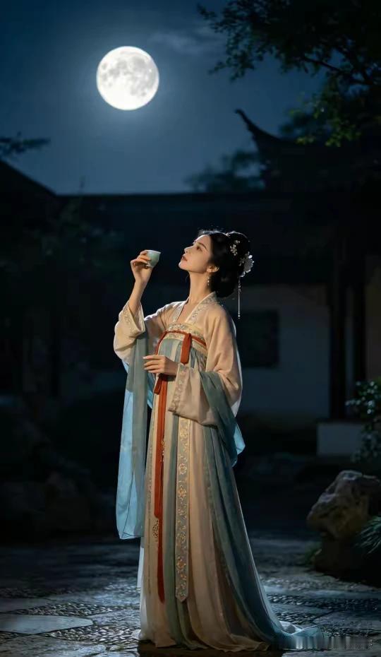 上联：半盏清风庭舍幽
下联：满杯明月映广寒