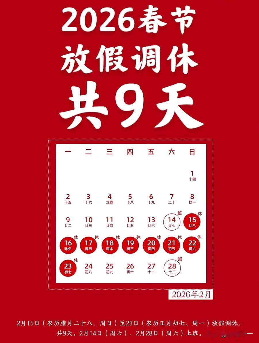 你怎么看
史上最长的春节长假，虽然前后一周都要调休，但总体来说，还是相比往年多放