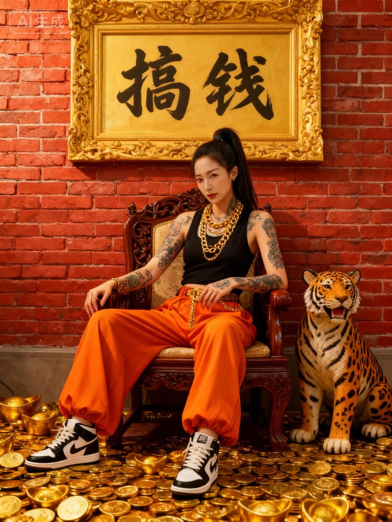 姐的野心是搞钱，气场如虎敢闯敢拼，在财富的疆域里，我就是自己的女王，把搞钱刻进D