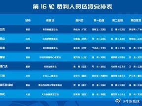 中超联赛山东泰山客场对阵辽宁铁人裁判安排出炉网页链接