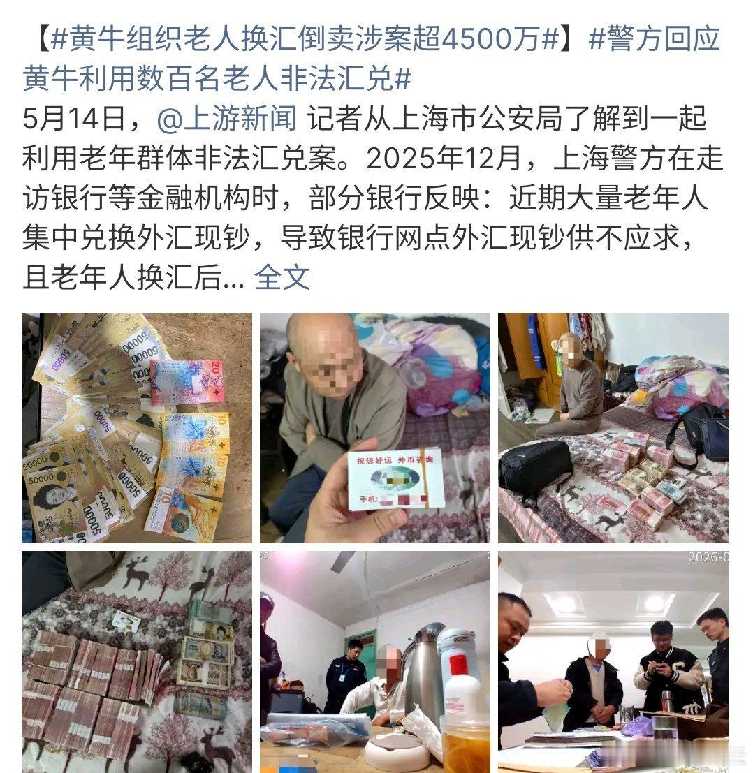 黄牛组织老人换汇倒卖涉案超4500万上海警方破获一起利用400多名老年人非法换汇