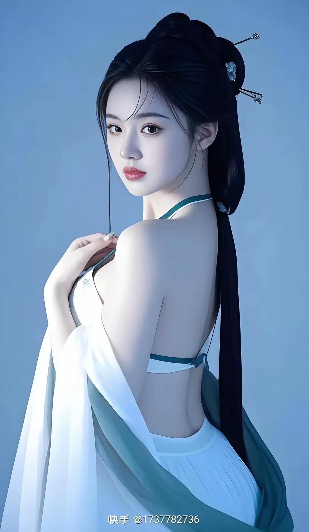 这小姐姐的古装造型简直绝了，说她如花似玉、冰肌玉骨一点都不为过。瞧那精致的发髻，