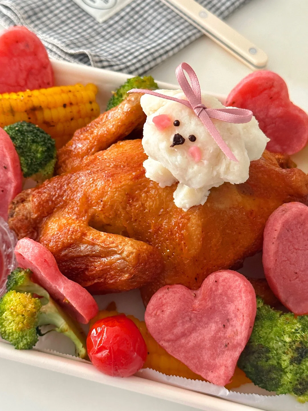 可爱狗狗爱心薯饼烤鸡套餐 | 附教程