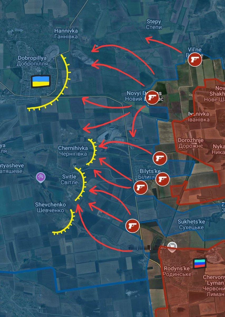 乌克兰 多布罗皮利亚方向:俄军正从舍甫琴科到汉尼夫卡（Svetko35）直接向乌
