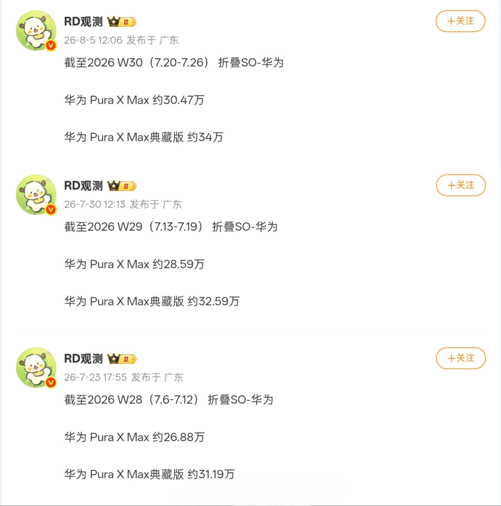 华为Pura X Max 最新销量曝光：全系超64万台，典藏版约34万台这个数据