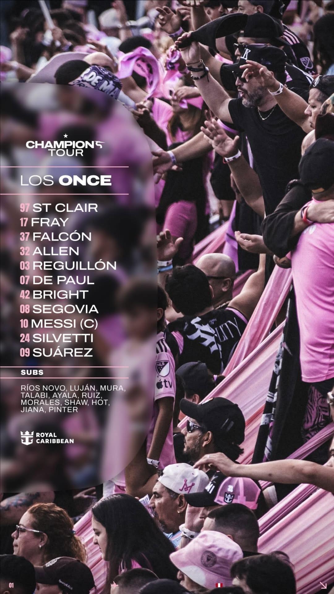 迈阿密国际首发出炉，梅西领衔，雷吉隆苏亚雷斯先发梅西利马联盟vs迈阿密国际