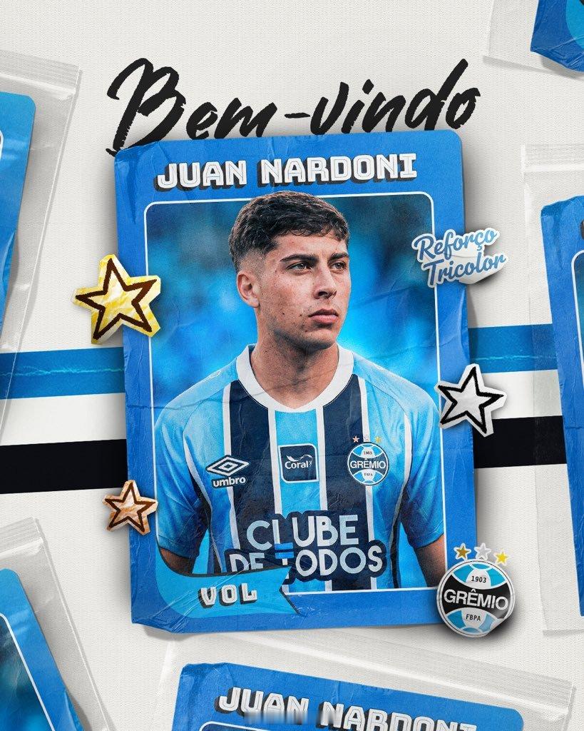 巴西格雷米奥俱乐部宣布签下阿根廷🇦🇷中场胡安·纳尔多尼，合同至2029年底。
