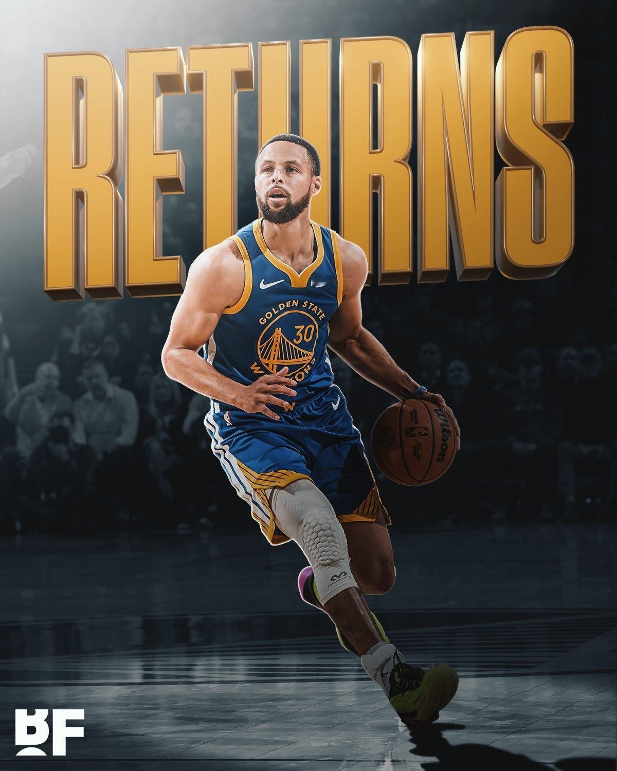 好消息！库里将在明天对阵森林狼复出。NBA