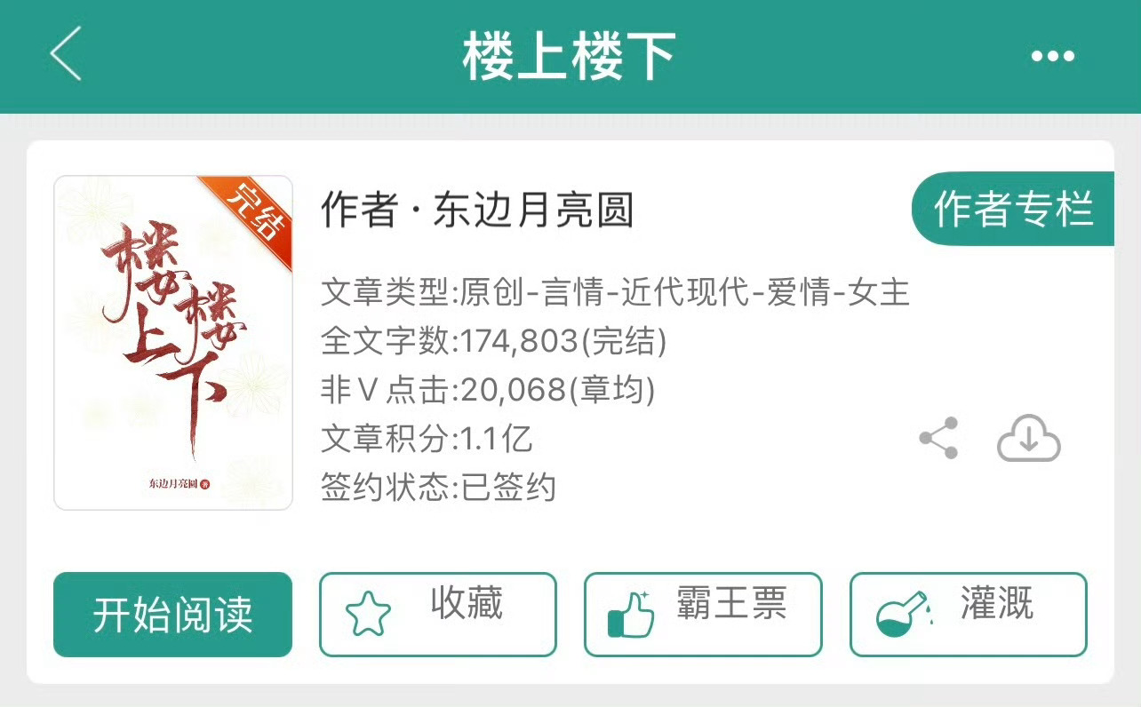 小说推荐：《楼上楼下》 作者:东边月亮圆简评：咖啡店老板娘vs舞蹈室男老板，双向