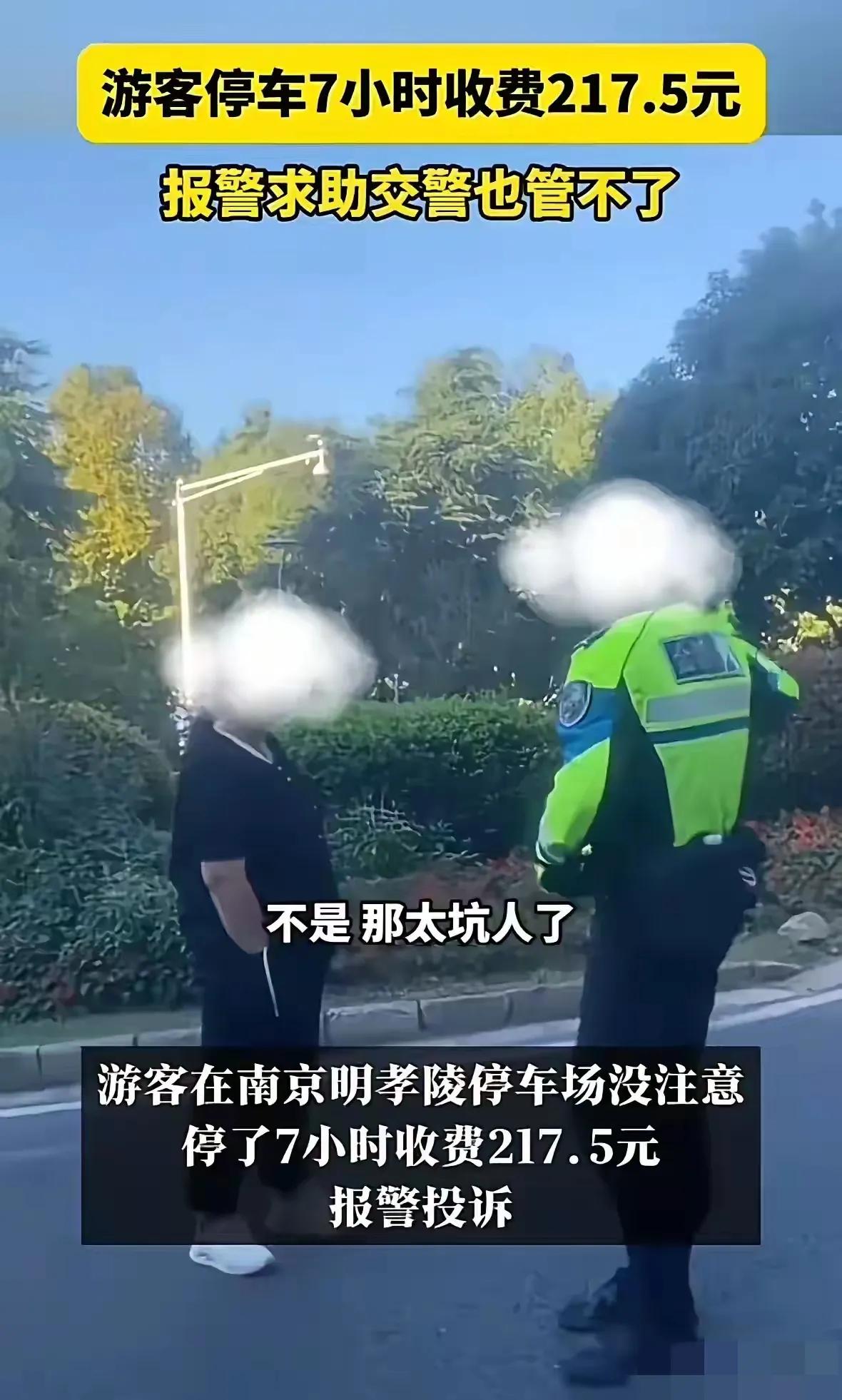 在南京的明孝陵，有个游客准备出停车场的时候，一下子傻眼了。为啥呢？因为她一看要支