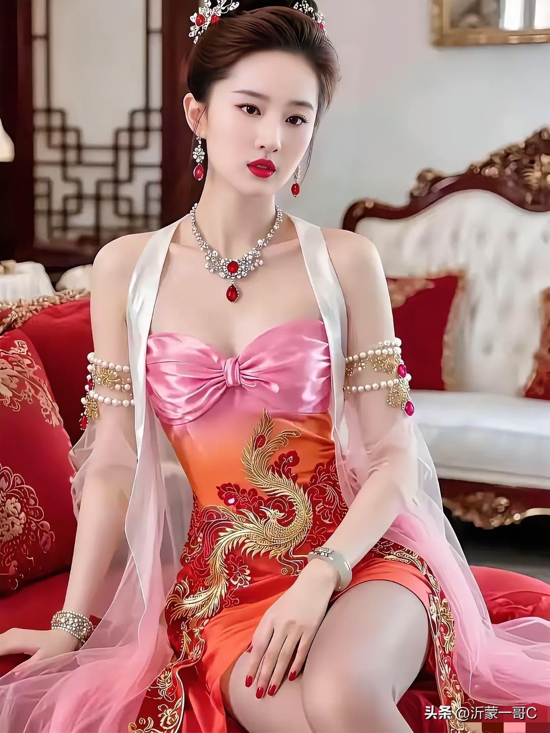 杨钰莹这样照片是我见过最美的张了，身穿唐装搭配合理，这身打扮太靓丽了！皮肤白净丝