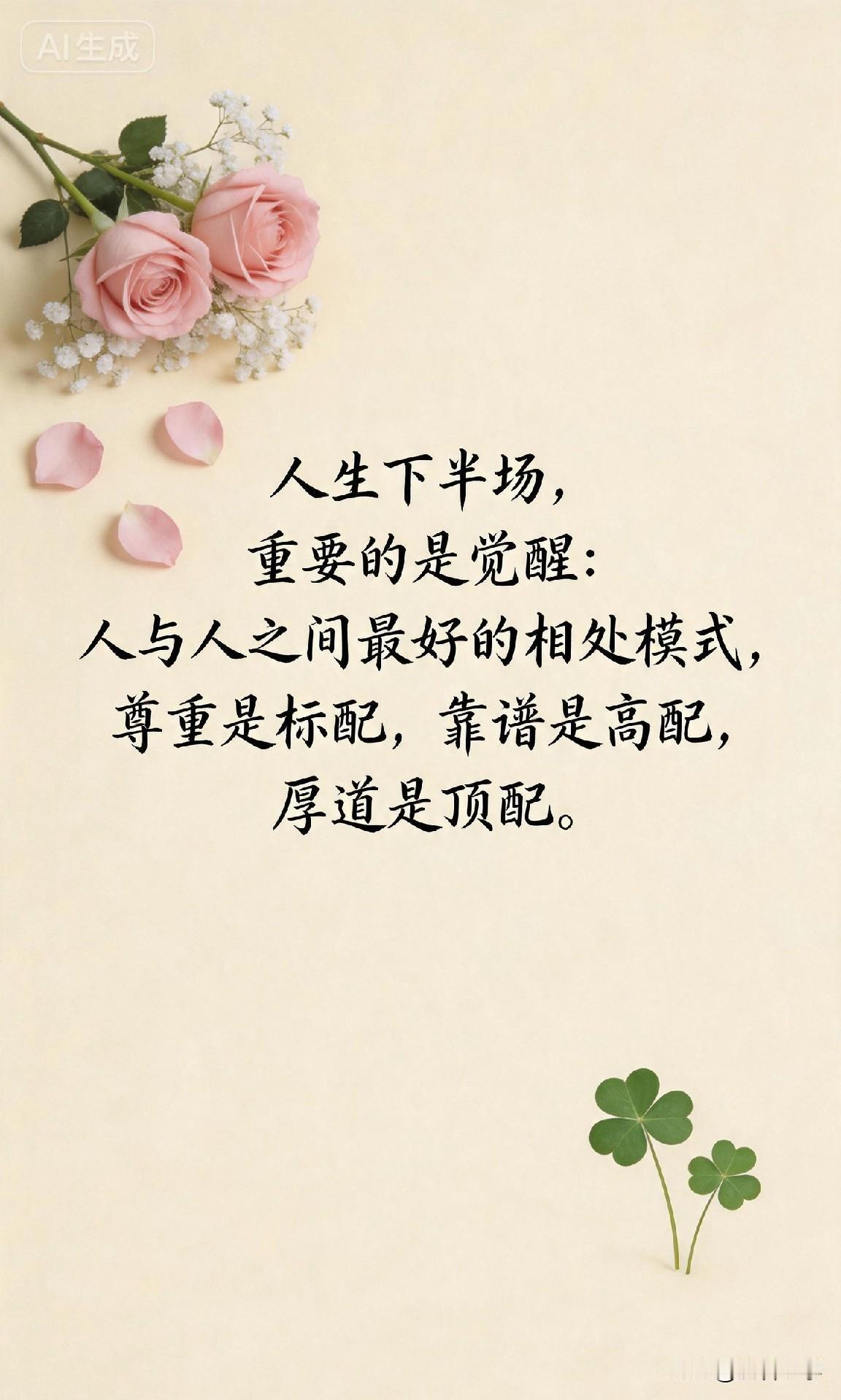 人生下半场，重要的是觉醒：人与人之间最好的相处模式，尊重是标配，靠谱是高配，厚道