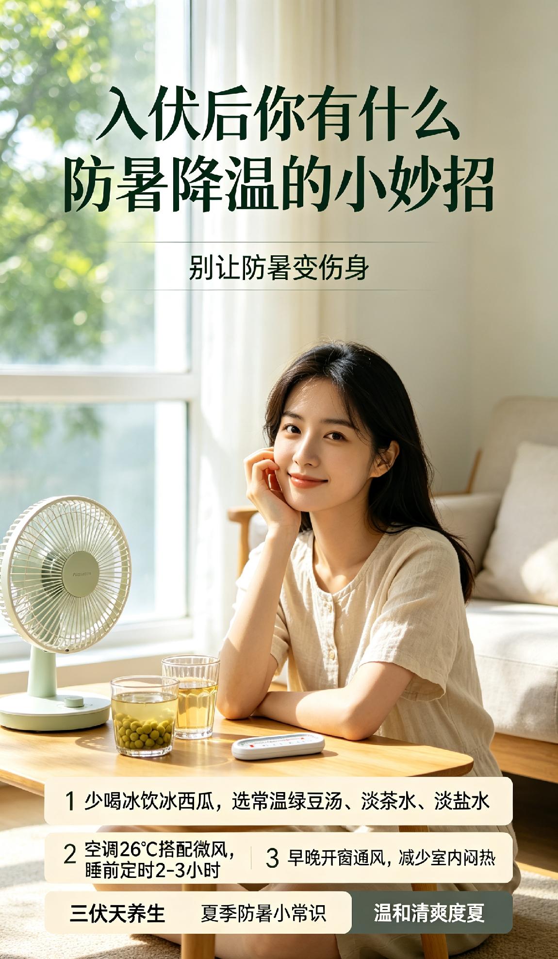 不少人入伏后忙着防暑，反而踩了不少坑，越降越热还伤身。分享几个实用又健康的降温小