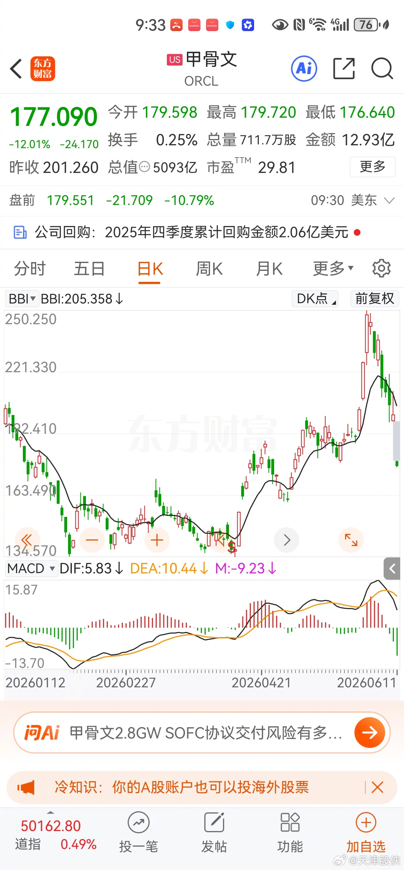 甲骨文又暴跌，连美股也抛弃软件，云，应用了