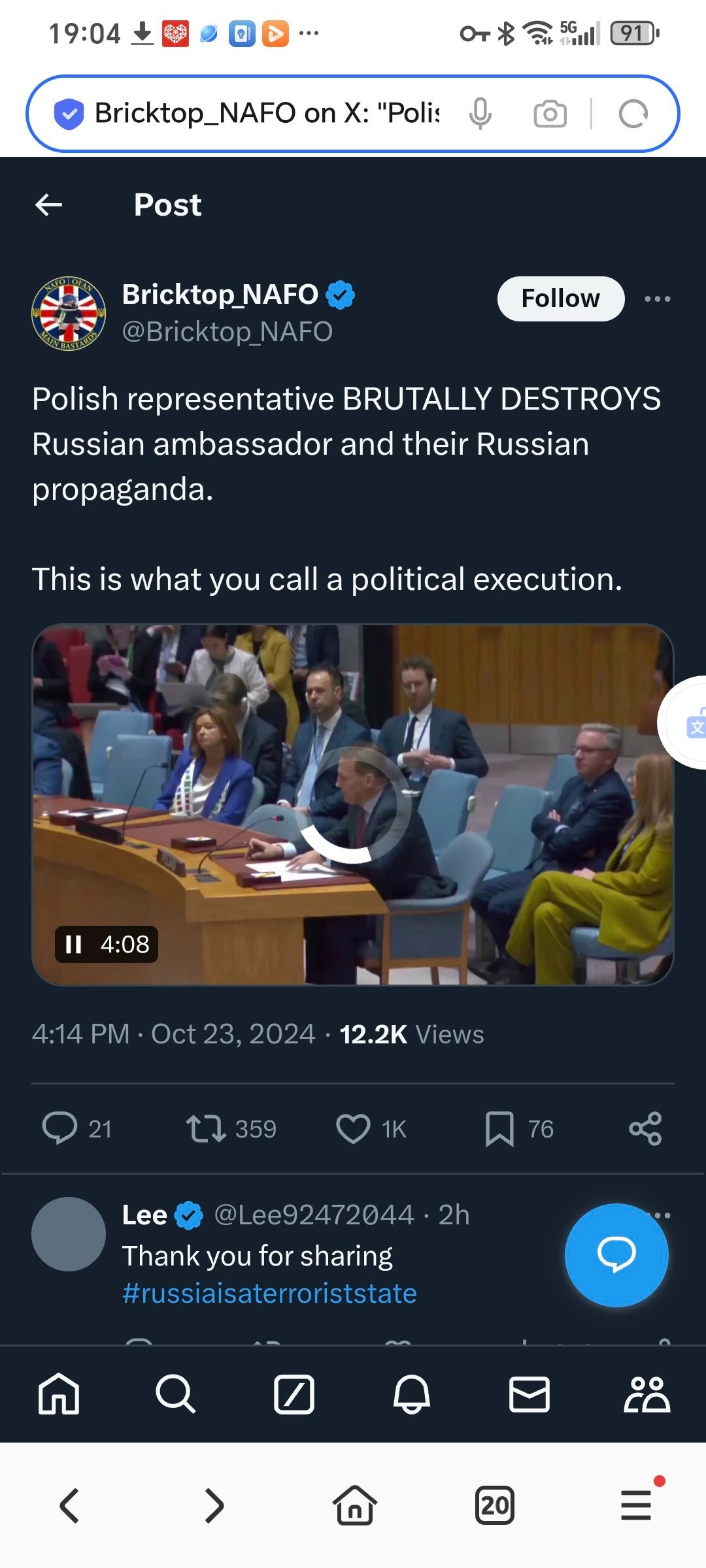 在联合国大会上，波兰代表“无情”地摧毁了俄罗斯大使和他们的俄罗斯宣传（指在大会上