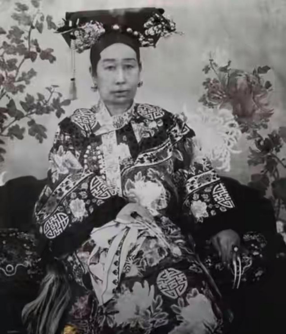 网友太有才了 直接对照慈禧太后的照片合成出了慈禧现代装。 
