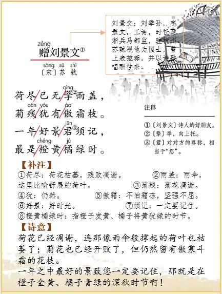 三上语文 | 古诗词解析苏轼《赠刘景文》