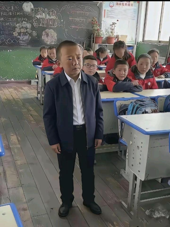 这小子，如果不让他当班长，就对不起他的这身穿戴！
     身穿干部夹克衫，不是