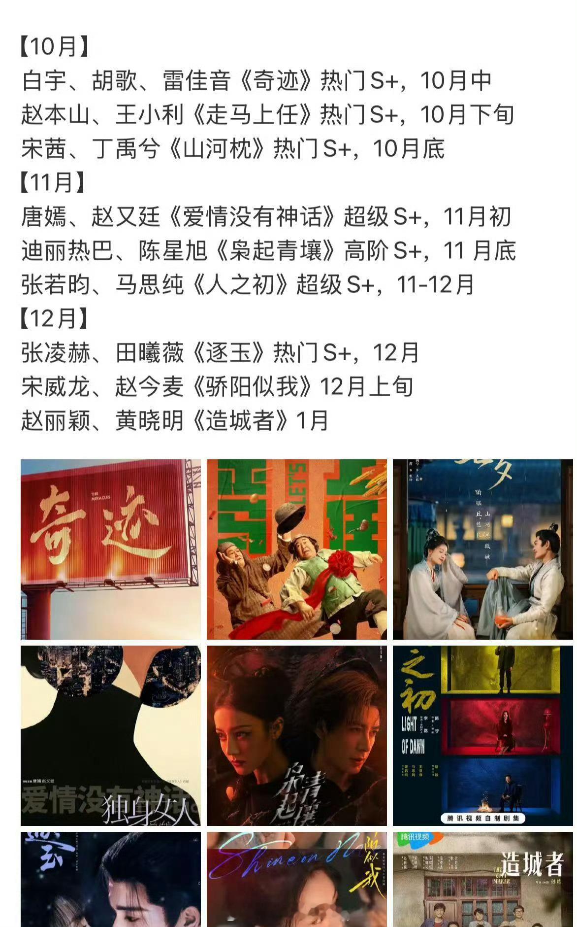 腾讯q4部分预排播剧集 ​​​