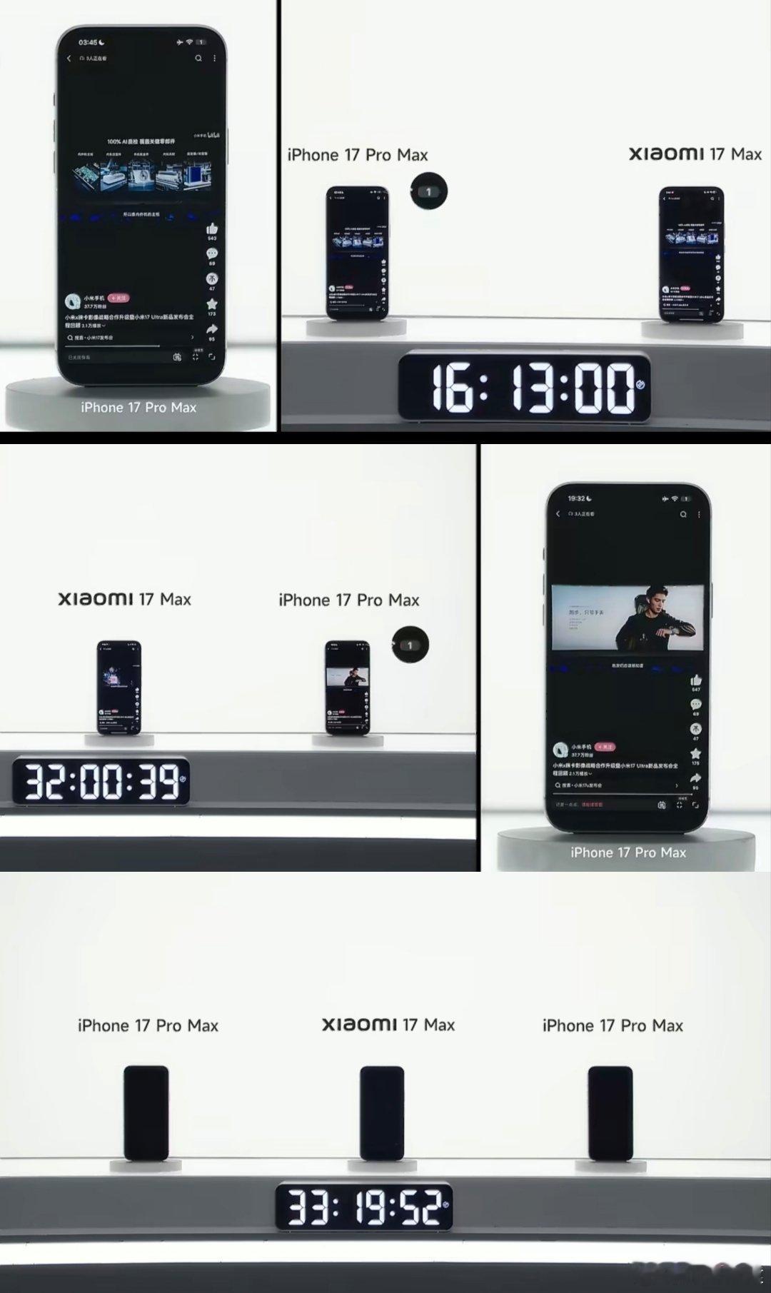 小米17Max续航实测超两台iPhoneiPhone17ProMax电池容量48