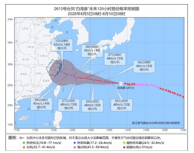 18时起宁波启动海上防台风应急响应 今年第13号台风“白海豚”（强台风级），今天