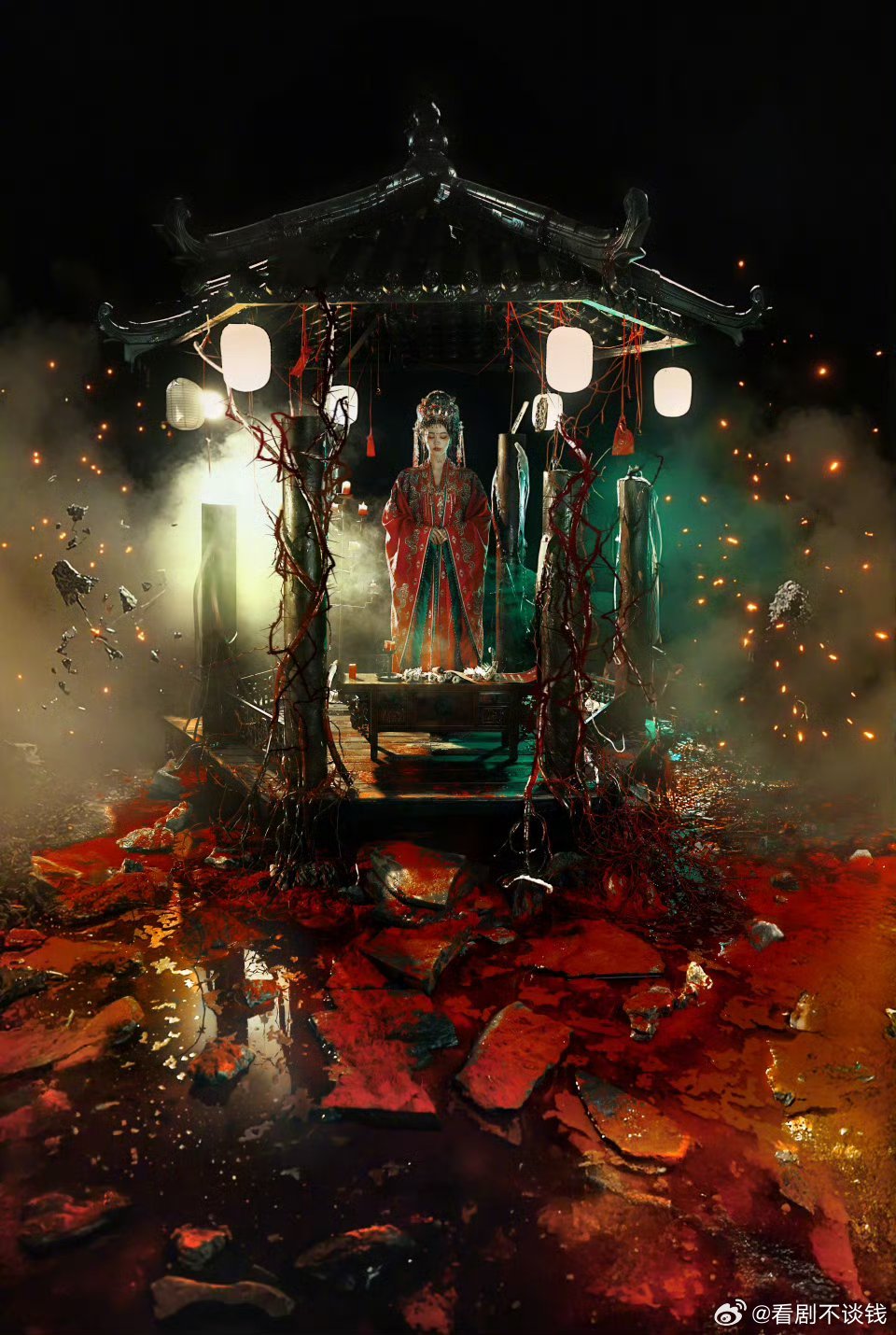 💃🏻白鹿鬼新娘造型太绝了！嫁衣红似血，金饰冷如霜✨ 