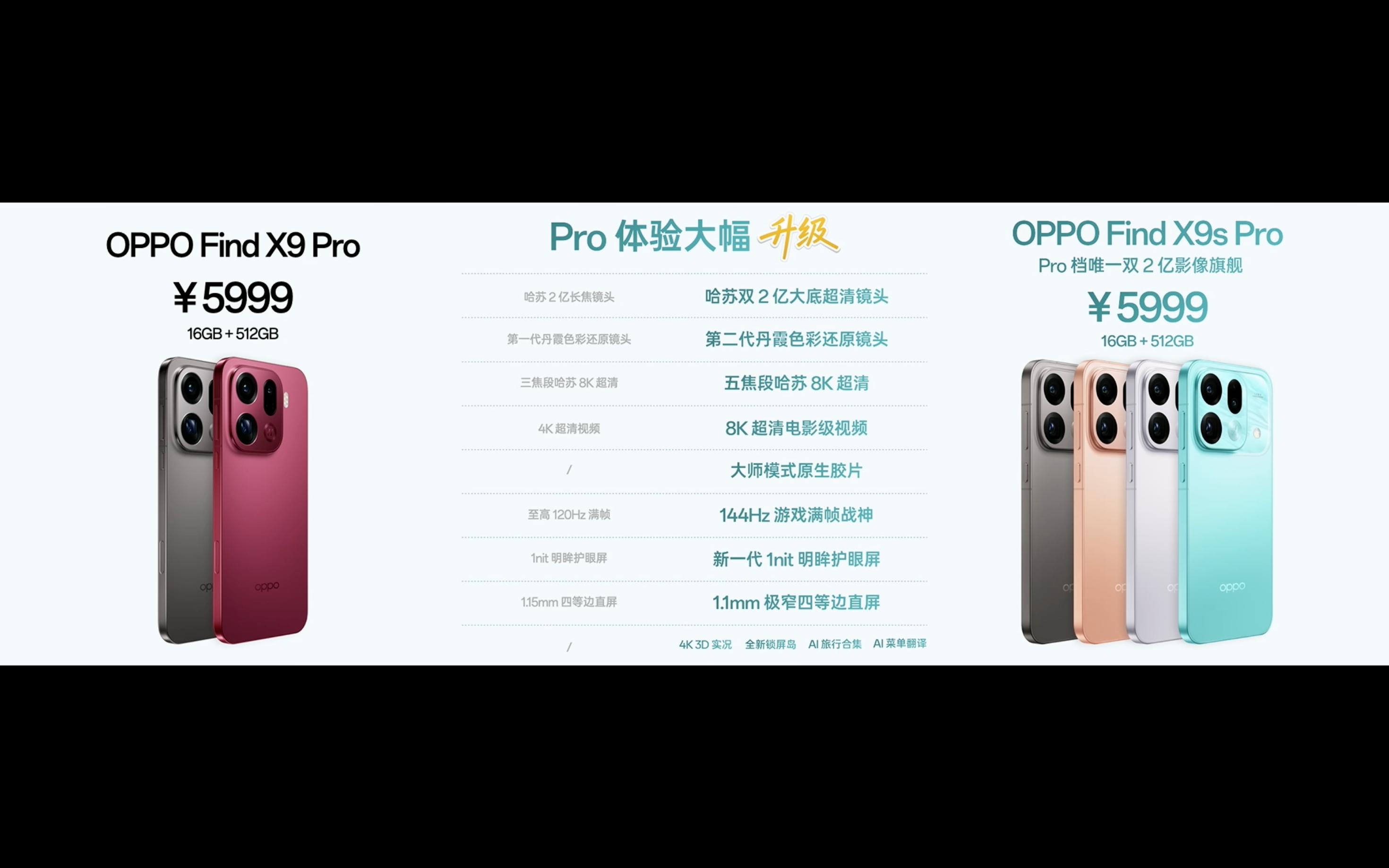 OPPO Find X9s Pro 价格如下：12+256 529912+512