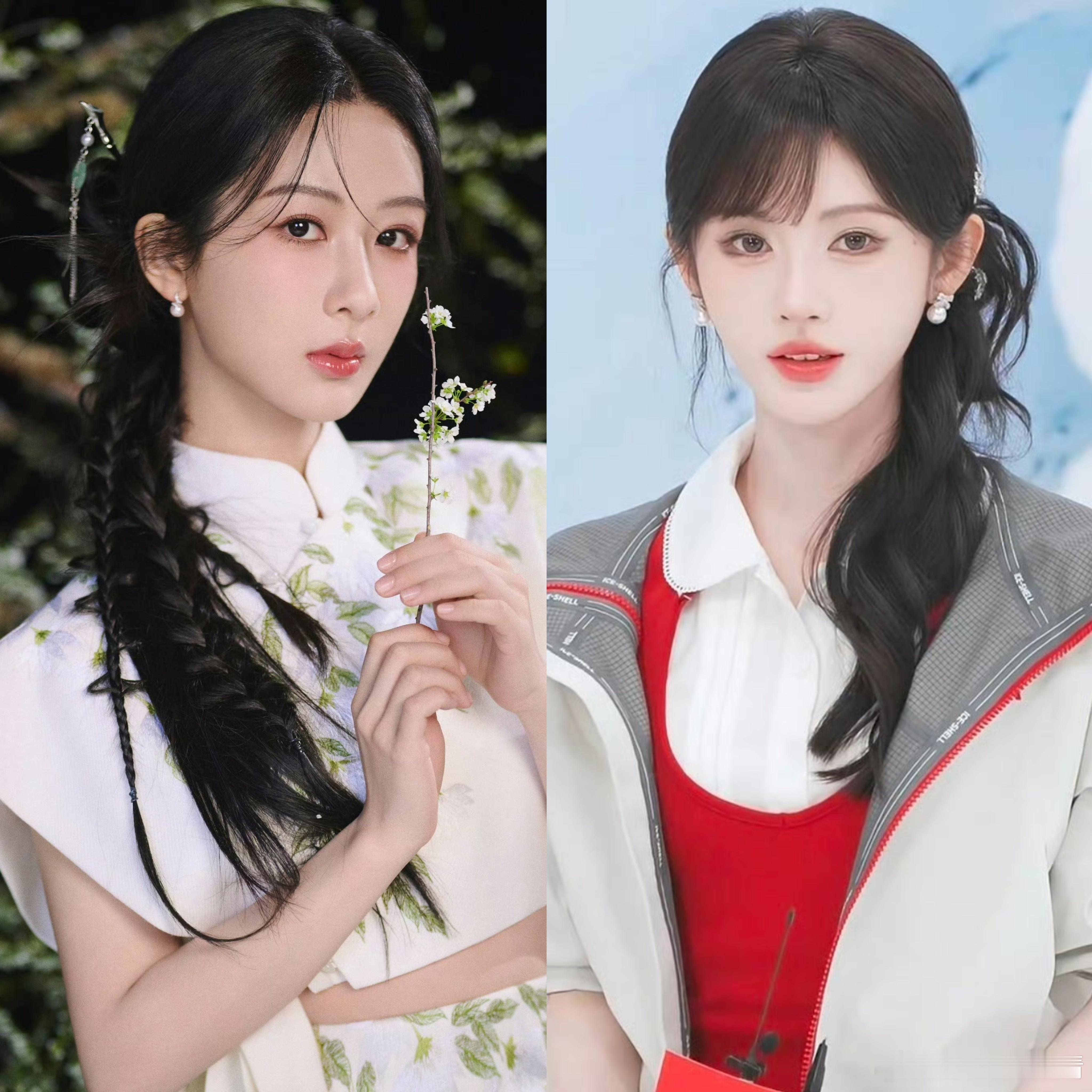 鞠婧祎直播两位美女的造型好像啊