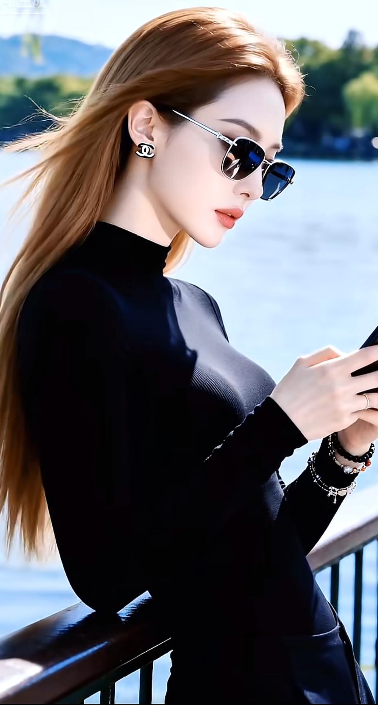 夏日穿搭指南：黑色高领衫+墨镜，尽显时尚与优雅分享一张你最近随拍的照片 黑高领毛