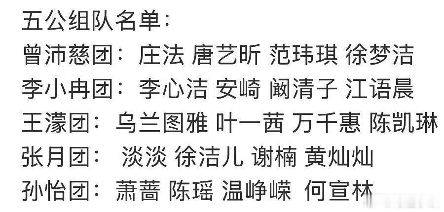 五公分组名单！感觉孙怡又要一站到底了乘风2026 ｜乘风2026