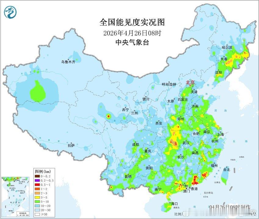【雾和沙尘】今晨在福建南部、广东东部等地出现大雾，部分站点还出现了能见度不足20