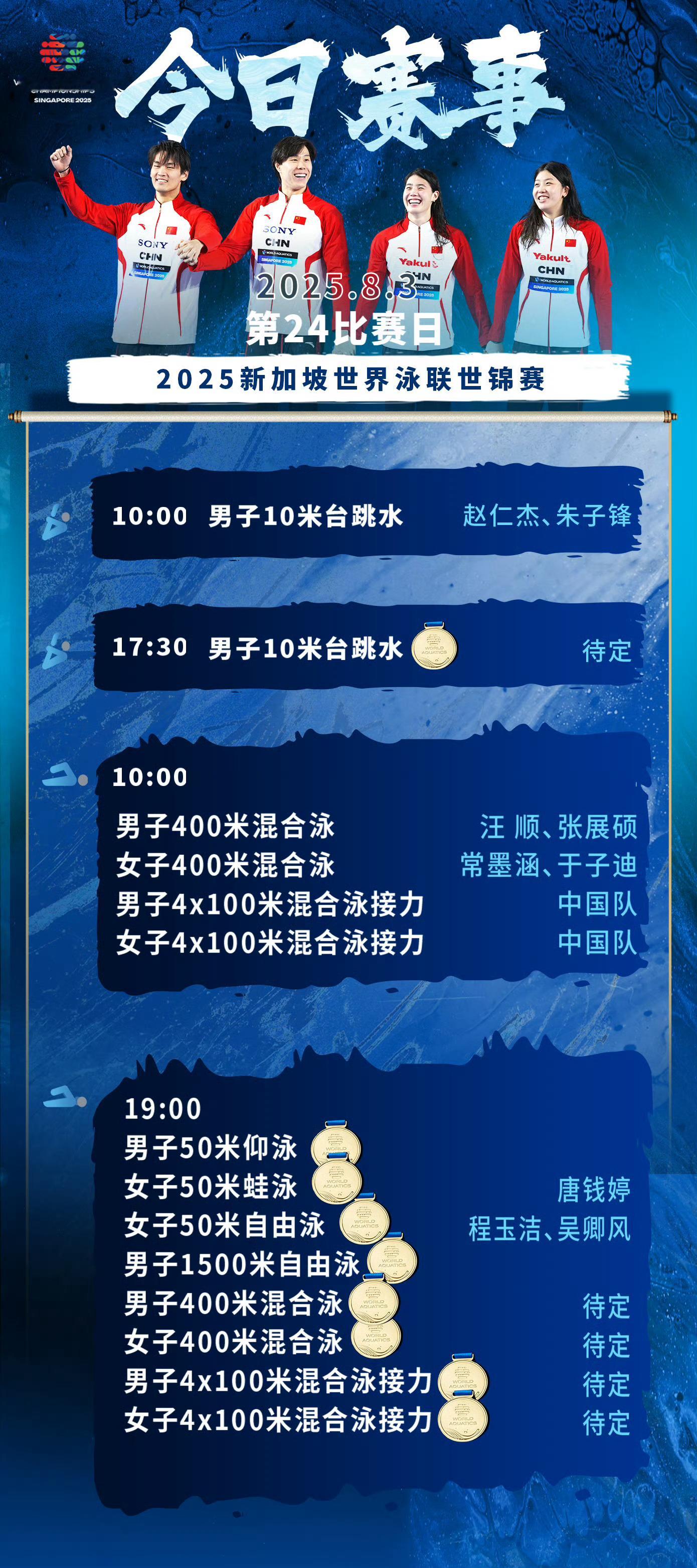 2025新加坡世界泳联世锦赛 最后一个比赛日啦💥 ​​​
