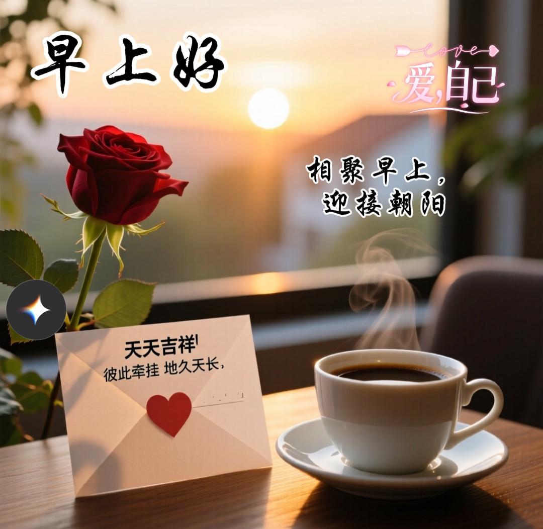 早上好！[玫瑰][咖啡]