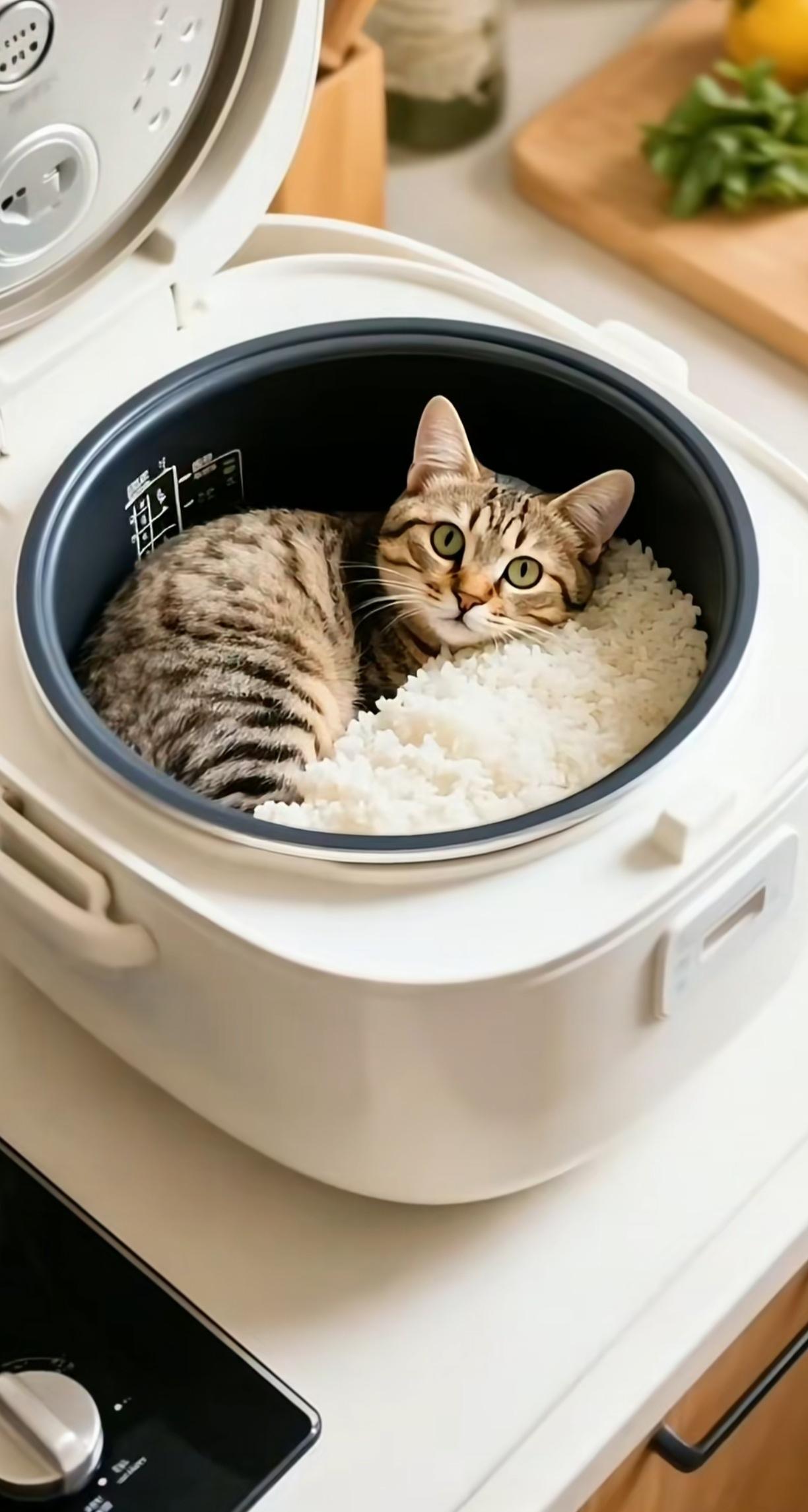 下楼取了一个快递，
回来就这样了。[微笑]

猫了个咪。
这饭还吃不吃啊？[捂脸