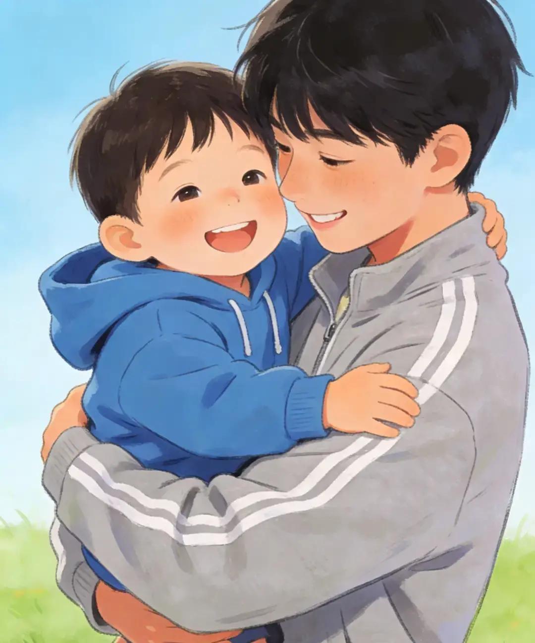 大儿子突然发消息说晚上回家吃饭，我转头告诉小儿子。

他听完直接蹦起来，鞋都没穿