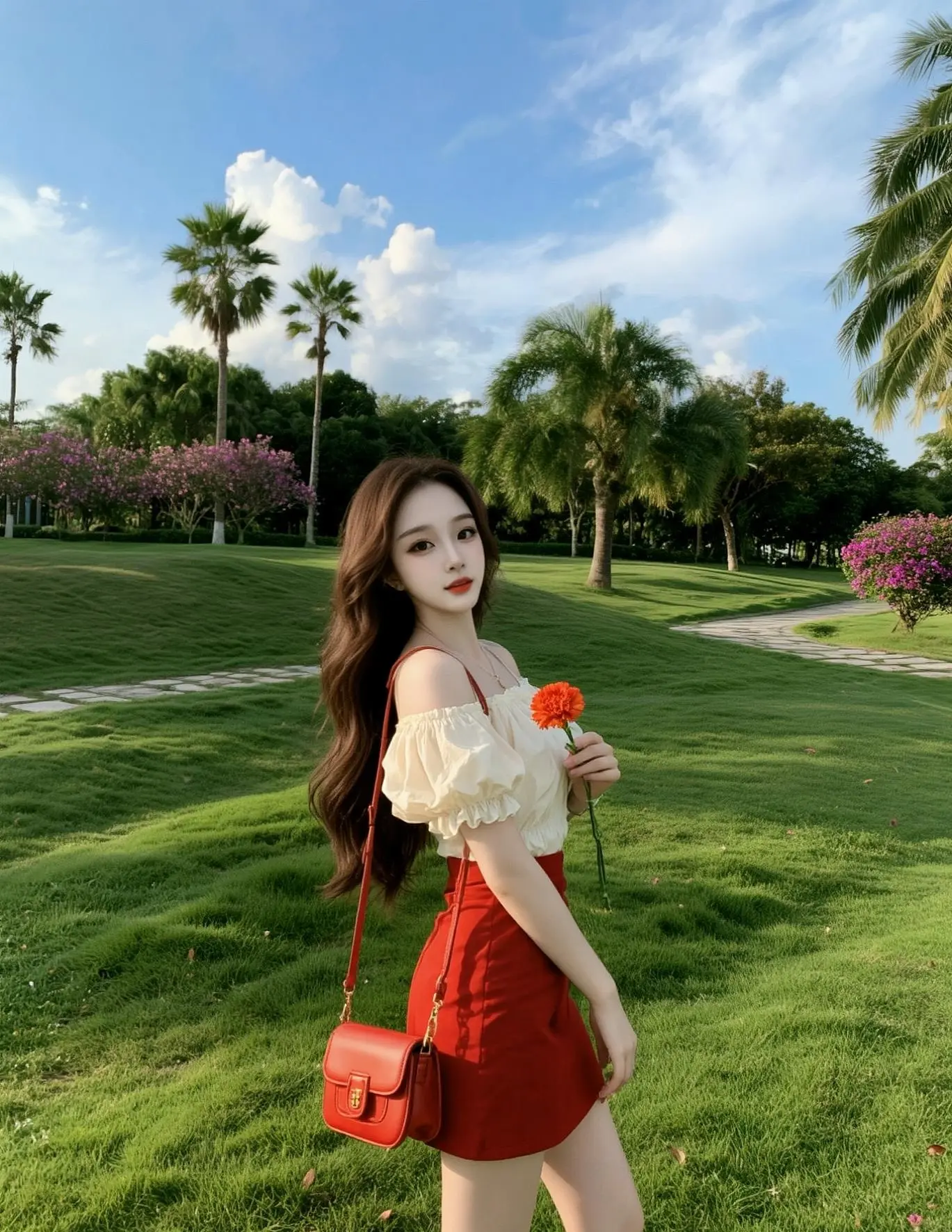 草坪拍照裙子 氛围感出片指南 少女感穿搭包出片的 甜系少女感穿搭 无法...