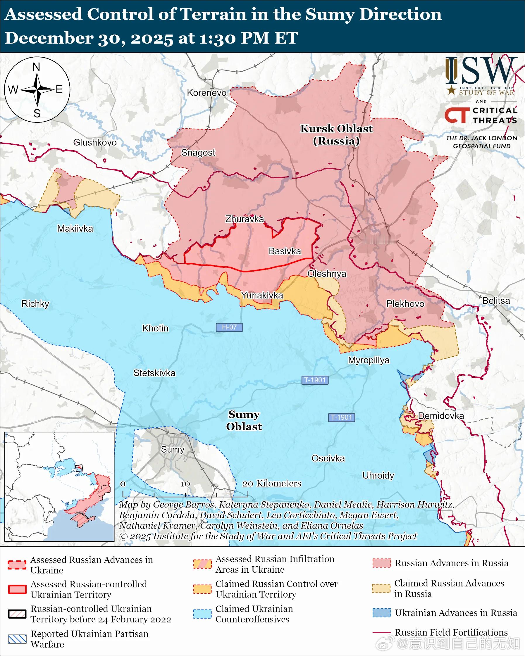 北方轴心俄罗斯的目标：在乌克兰北部沿国际边界建立可防御的缓冲区。12月30日俄军