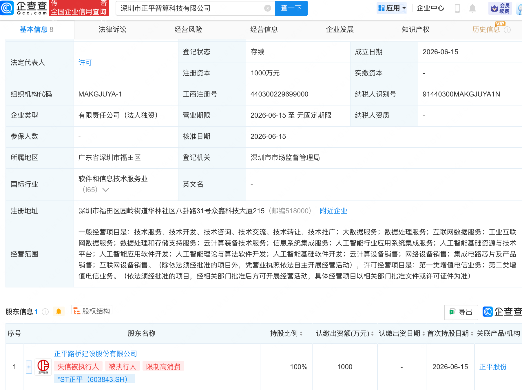 *ST正平成立智算科技公司，含AI及集成电路芯片业务