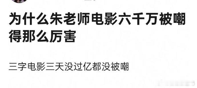 朱一龙电影票房六千万仍被嘲，原因可能在于观众对高投资电影的期待较高。 