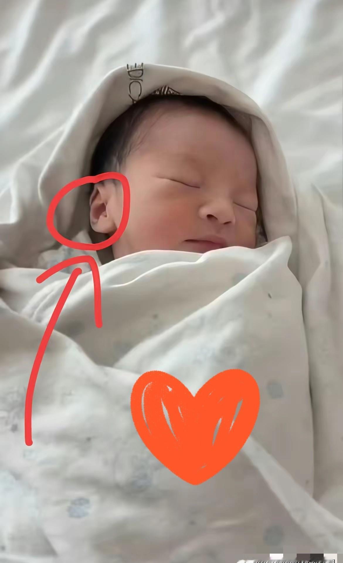 这孩子，是真正赢在娘胎里的那种。
你看他亮相的第一张照片，脸蛋饱满圆润，生出来皮